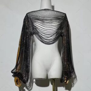 silver sequin long sleeve top