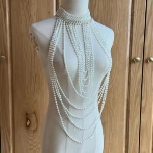 white pearl necklace with adjustable straps
