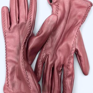pink leather gloves with a touch of glamour size s/m