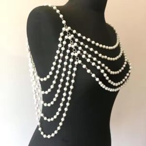 white pearl body chain