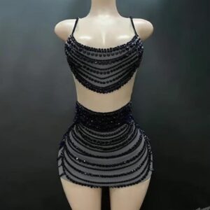black beaded two piece set