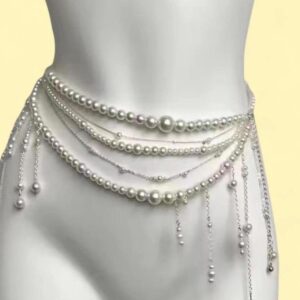silver and pearl belly chain