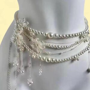 silver and pearl body jewellery