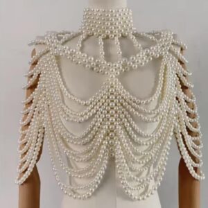 cream pearl cape with adjustable straps