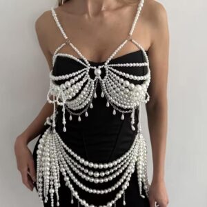 pearl body chain with tassels