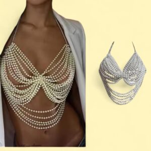 cream pearl halter top with adjustable straps