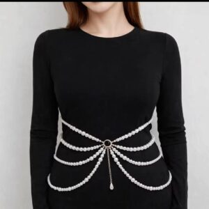 pearl belt with chain detail