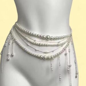 silver and pearl belly chain