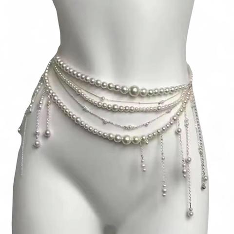 women's white and silver belt